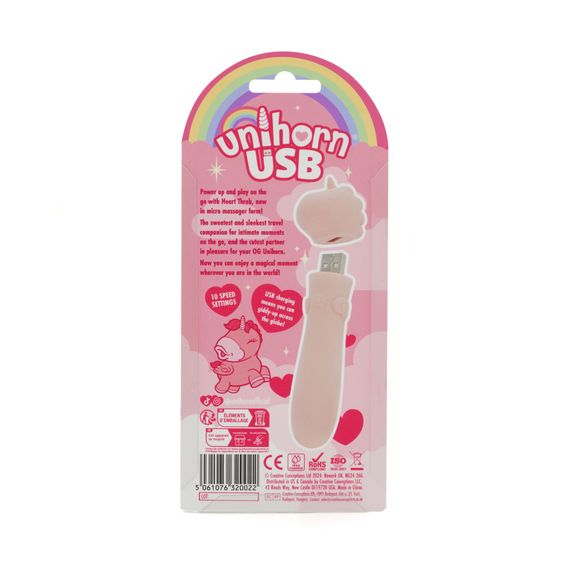 Вібратор-єдиноріжка Unihorn USB Bullet – Heart Throb, віброкуля, USB-зарядка, 10 режимів | Зображення 4