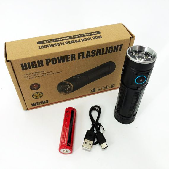 Ліхтар акумуляторний LED ліхтар W5184-6XHP360 Портативний світлодіодний з USB-зарядкою CL-37 | Зображення 7