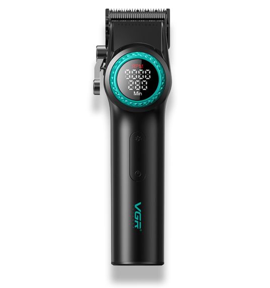Акумуляторна машинка для стрижки VGR V-001 BLUE, 10 насадок, LED-дисплей, 9000 RPM, 4600 mAh (46066-V-001_2049)