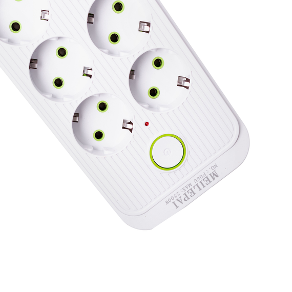 Мережевий фільтр 3 м подовжувач F06U на 6 розеток 4 USB 1 Type-C та кнопкою відключення Білий HP-5-23 | Зображення 4