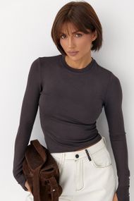 Однотонний еластичний лонг - темно-коричневий цвет, M (є розміри)