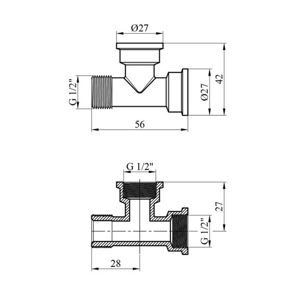 Трійник Karro 1/2" ВВЗ нікельований KR-3213 | Зображення 1