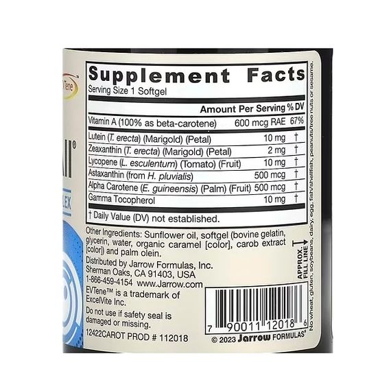 Антиоксидант Jarrow Formulas CarotenALL Mixed Carotenoids Complex 60 Softgels | Зображення 1