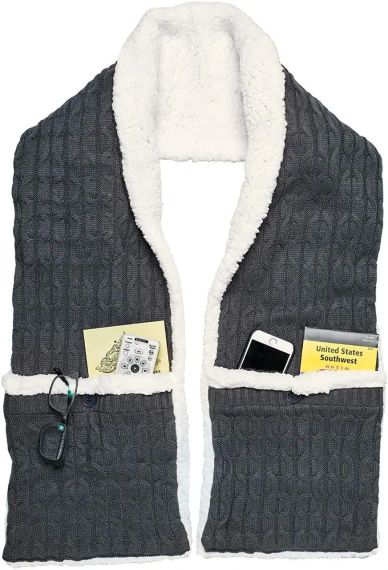 Зимняя меховая безрукавка с карманами на пуговицах Hugle scarf флис / плюш / коттон, шарф плед | Зображення 3