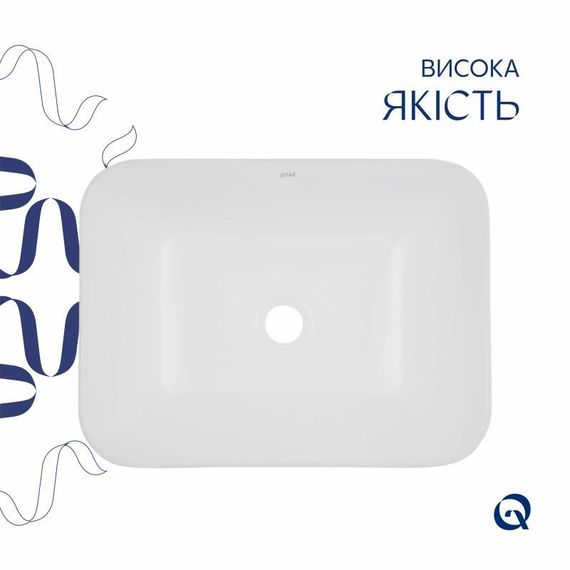 Комплект Qtap Scorpio: Раковина врізна прямокутна 510х390х145 мм White + Донний клапан PU02 | Зображення 3