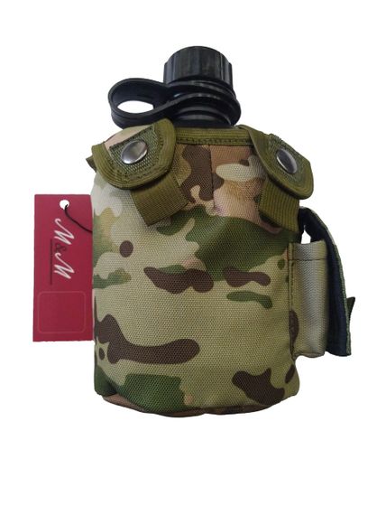 Фляга пластикова 1000 мл хакі в чохлі M&M мультикам (213540) | Зображення 1