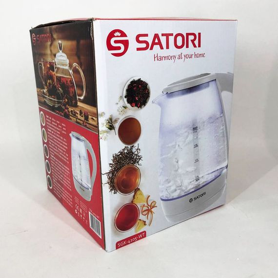 Електрочайник Satori SGK-4105-WT 1.8 л 1500 Вт, стильний електричний чайник, чайники з підсвічуванням | Зображення 6