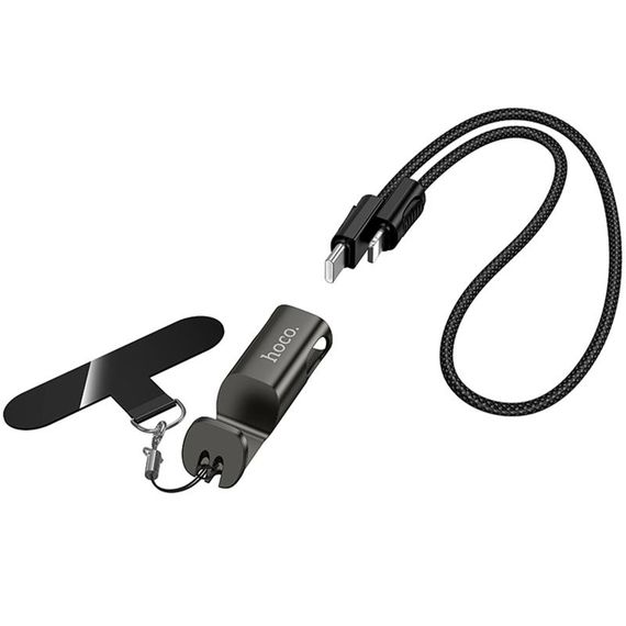 Дата кабель Hoco X126 Experto Type-C to Lightning 30W + Phone Holder & Lanyard (0.35m) Black | Зображення 3