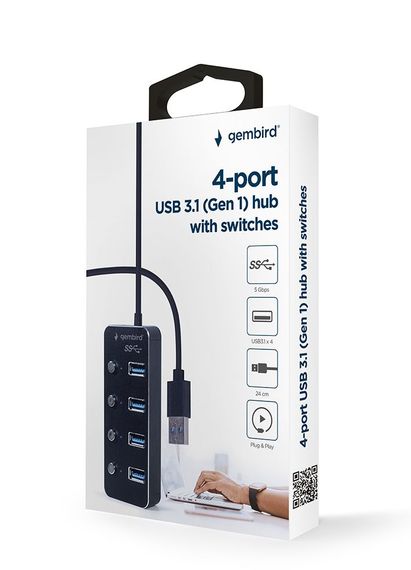 Хаб Gembird UHB-U3P4P-01 на 4 порти USB 3.0 | Зображення 4