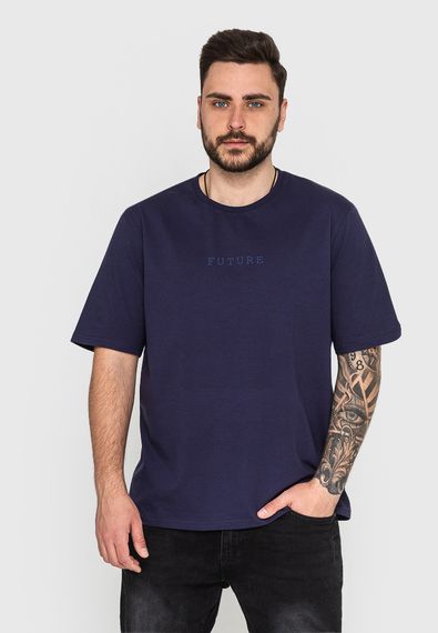 Футболка для мужчин темно-синяя с надписью, 2XL