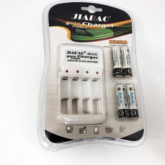 Зарядное устройство для аккумуляторов АА и ААА, Jiabao JB-212 + 4 аккумулятора ААА QY-24 | Зображення 4
