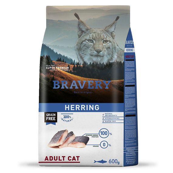 Корм Bravery Cat Adult Herring сухий з оселедцем для дорослих котів 600 гр