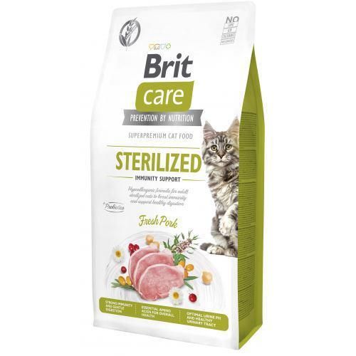 Сухий корм Brit Care Cat by Nutrition Sterilized Immunity Support для стерилізованих кішок, з свининою, 7 кг