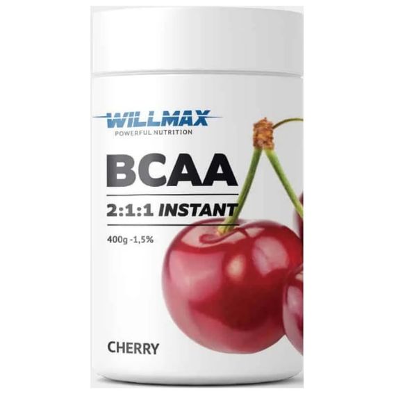 Амінокислота BCAA для спорту Willmax BCAA 2:1:1 400 g /80 servings/ Cherry