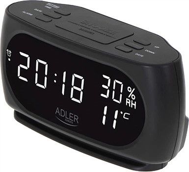 Часы настольные Adler AD 1186 black 6.8х9.1х18 см черные