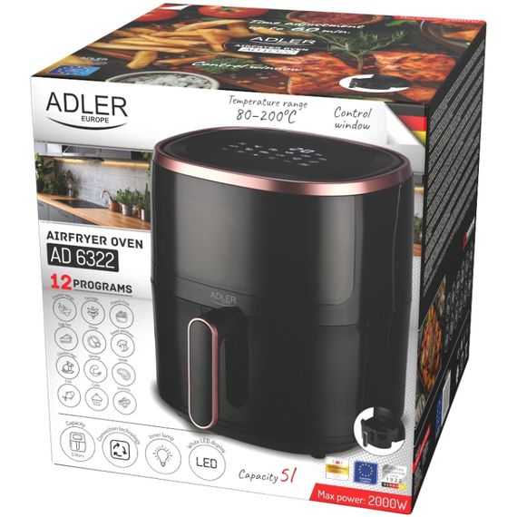 Мультипіч Adler AD 6322 2000Вт/чаша 5л/програм:12/сенсорне керування/таймер/чорна | Зображення 7