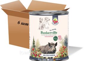 Влажный корм для собак. Вaskerville Пребио Дикий кабан с малиной, полнорационный корм, 400 г (6 шт. упаковка)