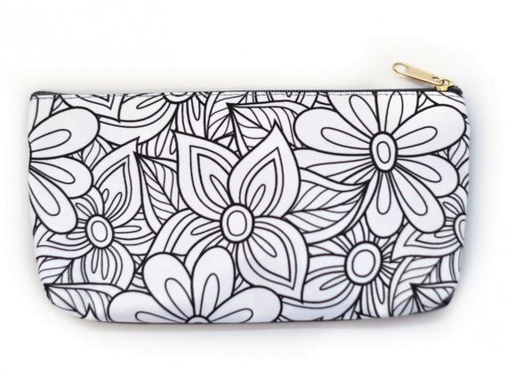 Пенал розмальовка 4Profi "Квіти" сіро-білий 23914