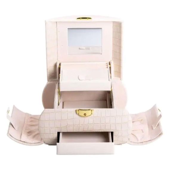 Шкатулка для украшений из эко кожи 3 яруса с замком органайзер для ювелирных изделий HP-5-21BE | Зображення 3