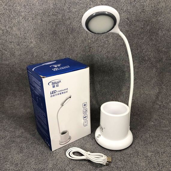 Настольная лампа аккумуляторная на гибкой ножке с органайзером Tedlux TL-1006, usb светильник гибкий | Зображення 5