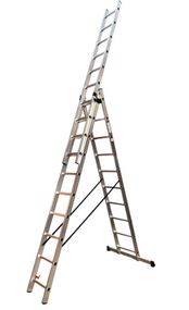 Драбина алюмінієва трисекційна GTM KME310 3x10 сходинок 2.72-6.5м (KME310) (39947)