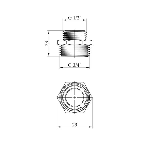 Ніпель перехідний Karro 3/4"х1/2" ЗЗ нікельований KR-3114 | Зображення 1