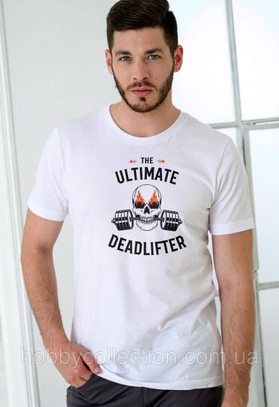 Футболка чоловіча із принтом "Deadlifter" біла