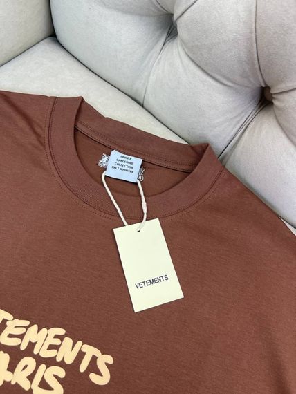 Футболка Vetements Paris Brown чоловіча коричнева бавовна оверсайз f722 | Зображення 3