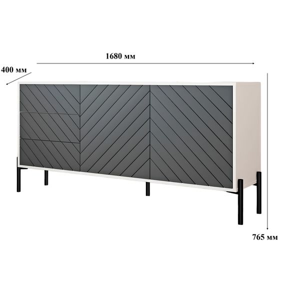 Комод з чорними металевими ніжками LION Амарант 168x40x76,5 см Бетон Style/Графітовий (LION-041884) | Зображення 6