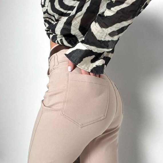 Женские широкие брюки палаццо из джинс-бенгалдина GF01698 цвет бежевый, размер 42 | Зображення 3