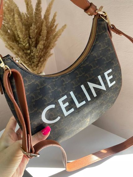 Сумка жіноча  Celine Ava Bag In Triomphe Canvas and Calfskin Tan brown Селін коричнева 072 | Зображення 4