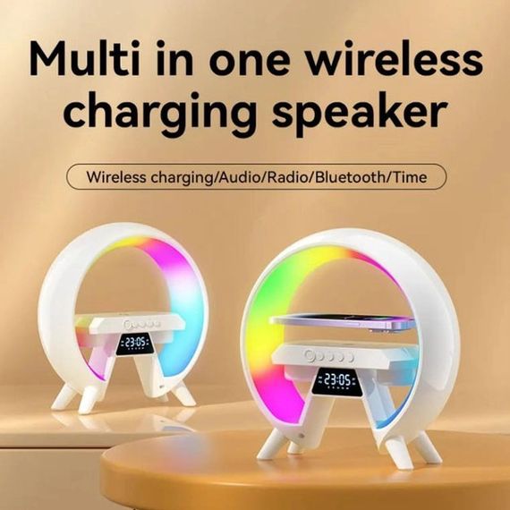 LED Лампа нічник з бездротовою зарядкою та Bluetooth динаміком G-Lite XM-X63, Годинник хамелеон з будильник | Зображення 6