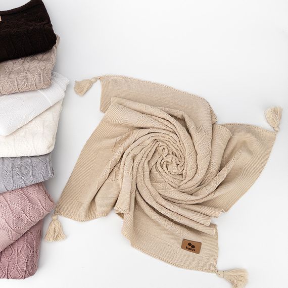 Дитячий плед демісезонний з китицями св.бежевий 80*90 | Зображення 2