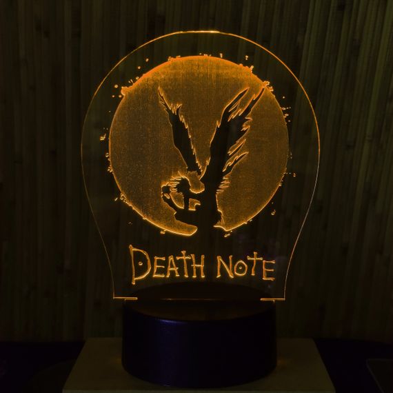 Акриловый светильник-ночник Тетрадь Смерти желтый tty-n000304