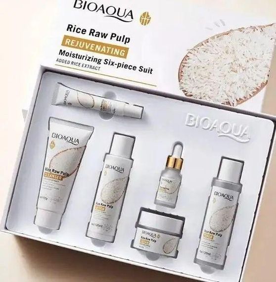 Подарунковий набір косметики для обличчя Bioaqua Rice Raw Pulp Set, 6в1 | Зображення 1