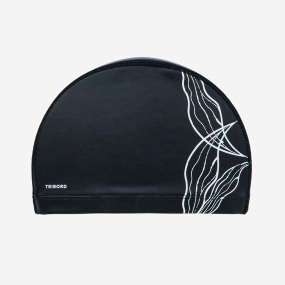 Шапочка текстильно-силіконова для плавання з принтом чорна - M 56-59cm | Зображення 1