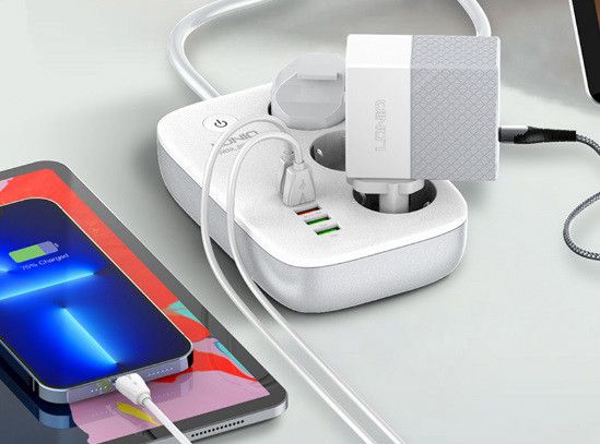 Сетевой фильтр LDNIO SEW3452 удлинитель 3 розетки 3 USB 1 Type-C WiFi управление Белый | Зображення 3