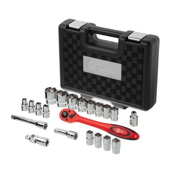 Набір інструментів, проф., 1/2", Cr-V, 21 од., головки: 10-32 мм, кейс INTERTOOL ET-6021 | Зображення 7