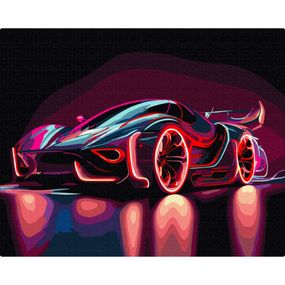 Картина по номерам "Неоновый автомобиль" BS53713, 40х50см