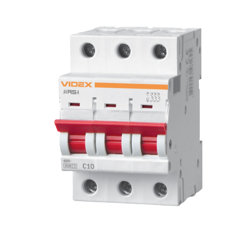 Автоматичний вимикач 3P 10А 4,5 kA VF-RS4-AV3C10 Resist Videx