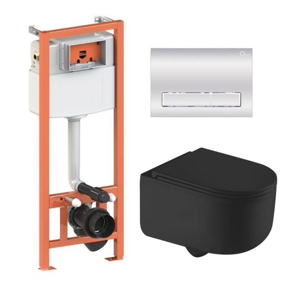 Готове рішення Qtap для ванної кімнати: підвісний унітаз Taurus Ultra Quiet 490x360x380 + комплект інсталяції Nest 4 в 1