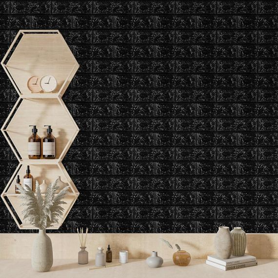 3D панель самоклеющаяся 700x770x3мм кирпич Черный (019-3) SW-00000584 | Зображення 4