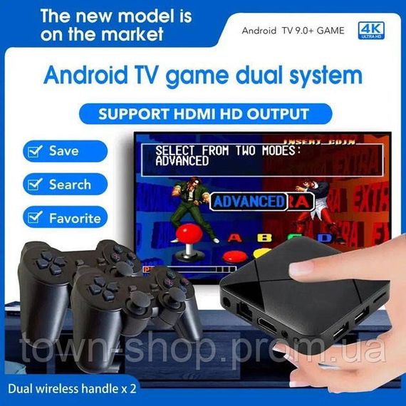 Игровая консоль приставка для телевизора 4K система Android TV 10 4G Wi-Fi HD с двумя беспроводными | Зображення 2