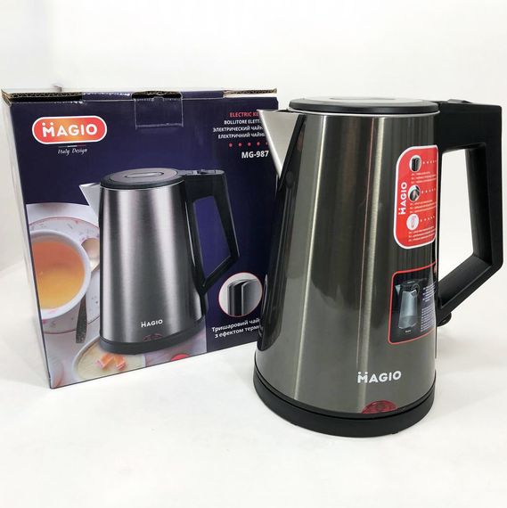 Тихий электрический чайник MG-987 / Чайник дисковый / Электронный чайник / Стильный RI-943 электрический | Зображення 6