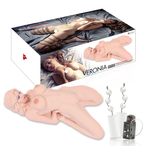 Мастурбатор кукла Kokos Veronia 2WayPlus с вибрацией и массажем, два входа: вагина и попка sexstyle | Зображення 8