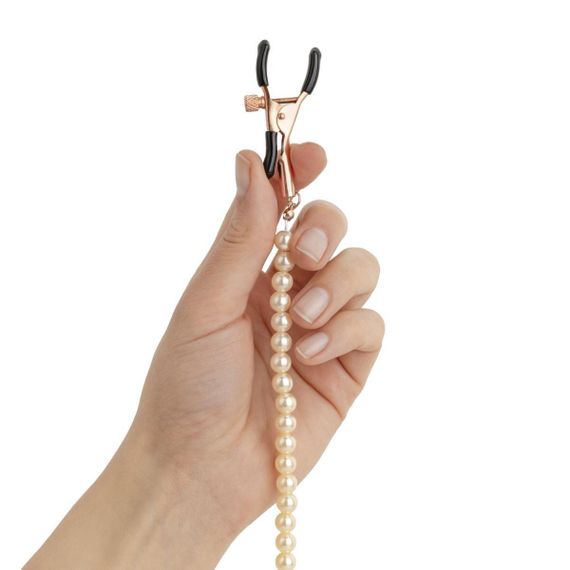 Зажимы для сосков с жемчужной цепочкой Rosy Gold - Nipple Clamps Pearls Sex Aura | Зображення 5
