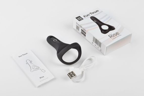 Двойное эрекционное кольцо Fun Town Rise Black, управление со смартфона | Зображення 4