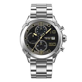 Годинник наручний Awarder 016 Silver-Black Steel