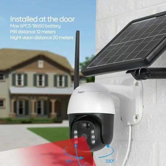 Поворотная уличная IP Solar камера PTZ видеонаблюдения с солнечной панелью | Зображення 3