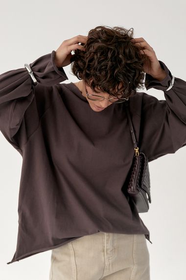 Однотонний вільний лонг - коричневий цвет, ONE SIZE (є розміри)